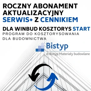 Roczny abonament aktualizacyjny SERWIS+ dla WINBUD Kosztorys Start do wersji 2025.10 z cennikiem e-Bistyp dostęp kwartalny