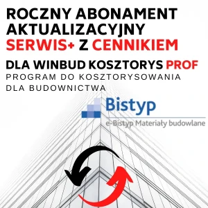 Roczny abonament aktualizacyjny SERWIS+ dla WINBUD Kosztorys Prof od wersji 2025.10 z cennikiem e-Bistyp dostęp roczny