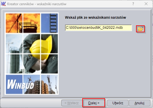Import wskaźników narzutów