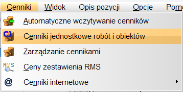 Cenniki jednostkowe robót i obiektów