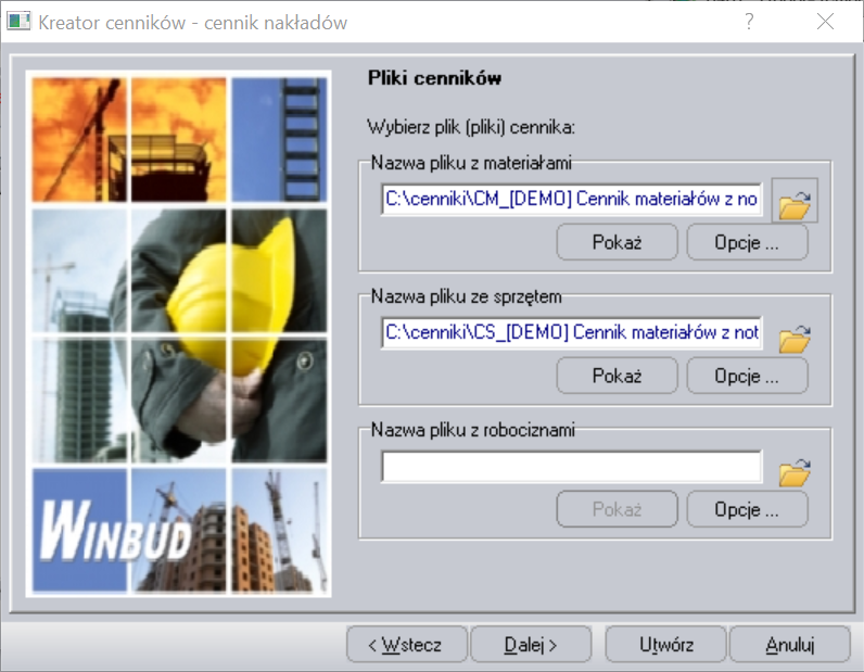 import cennika do programu kosztorysowego