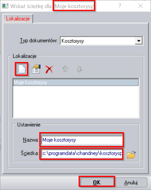 Lokalizacja kosztorysów